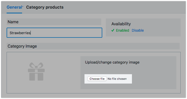 Upload subcategory image