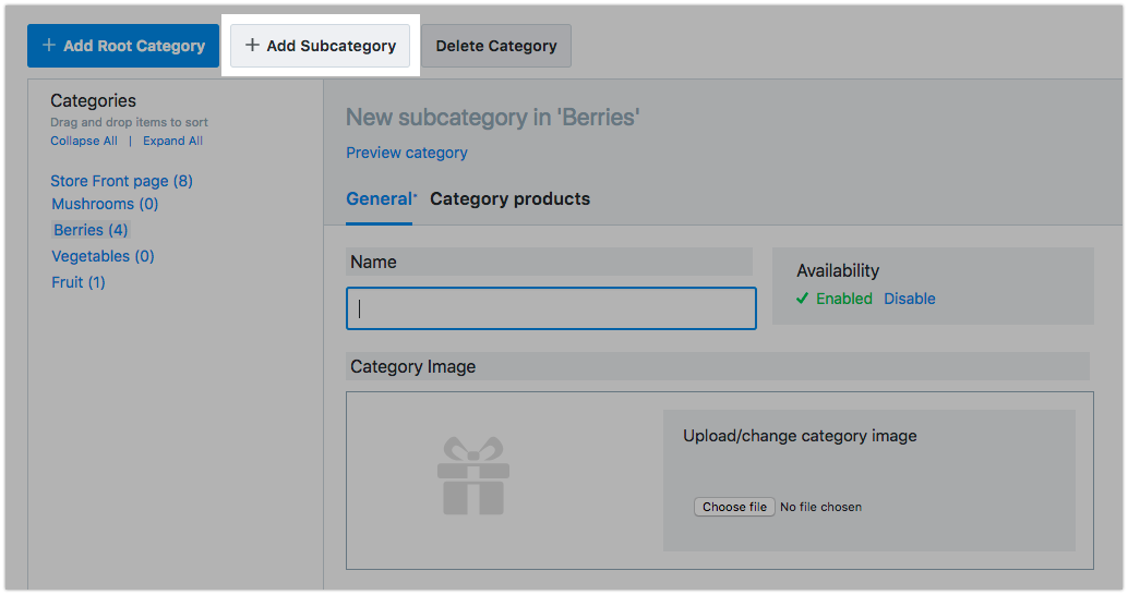 Add subcategory
