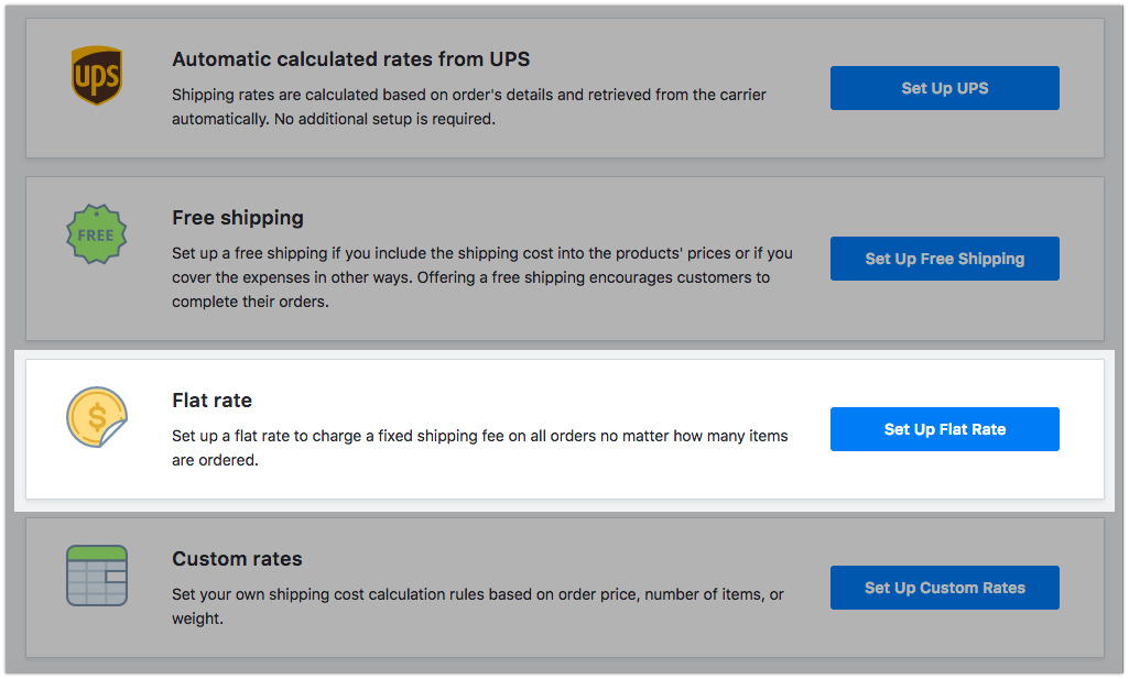 /Flat rate for any order/