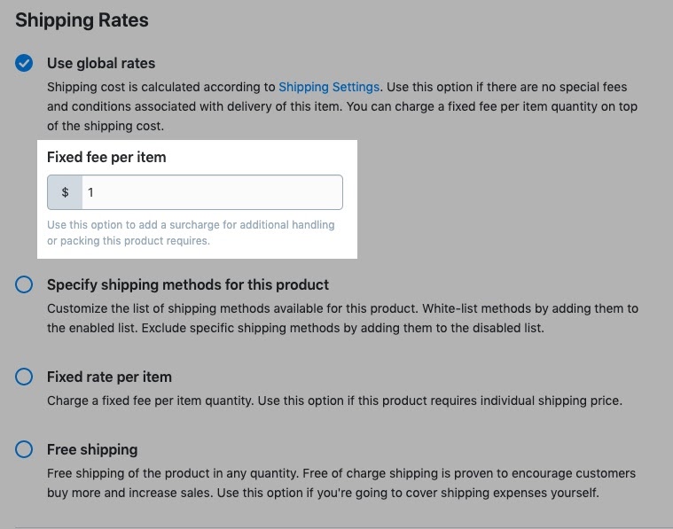 /Fixed fee per item/