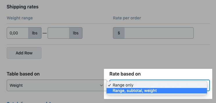 Rate based on ranges