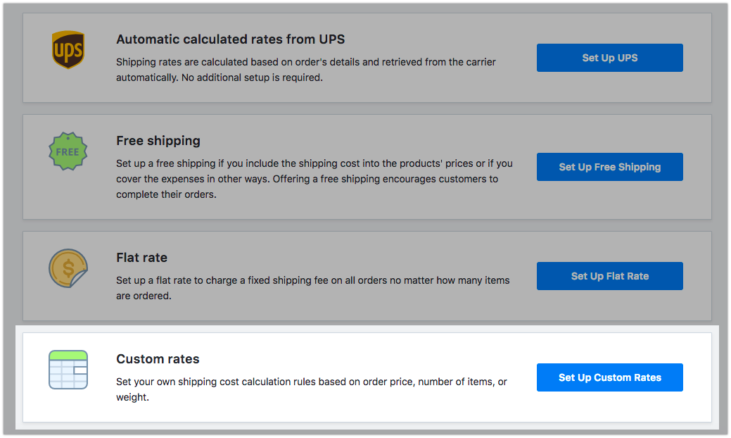 Custom rates