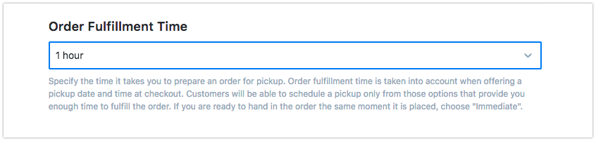 Set the order fulfilment time