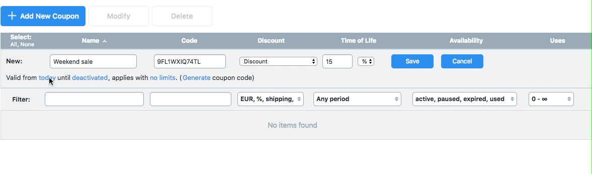 Set coupon end day