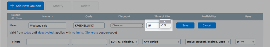 Set coupon start day